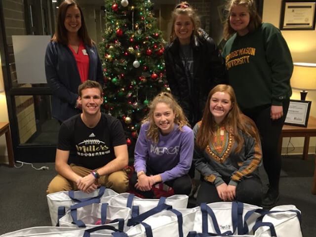 Students with sunshine bags